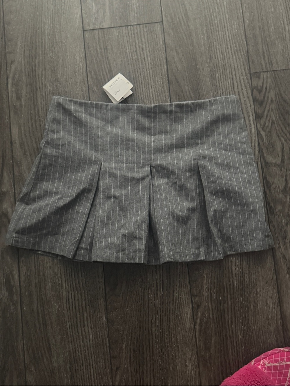 Gray Pinstripe Pleated Mini Skirt